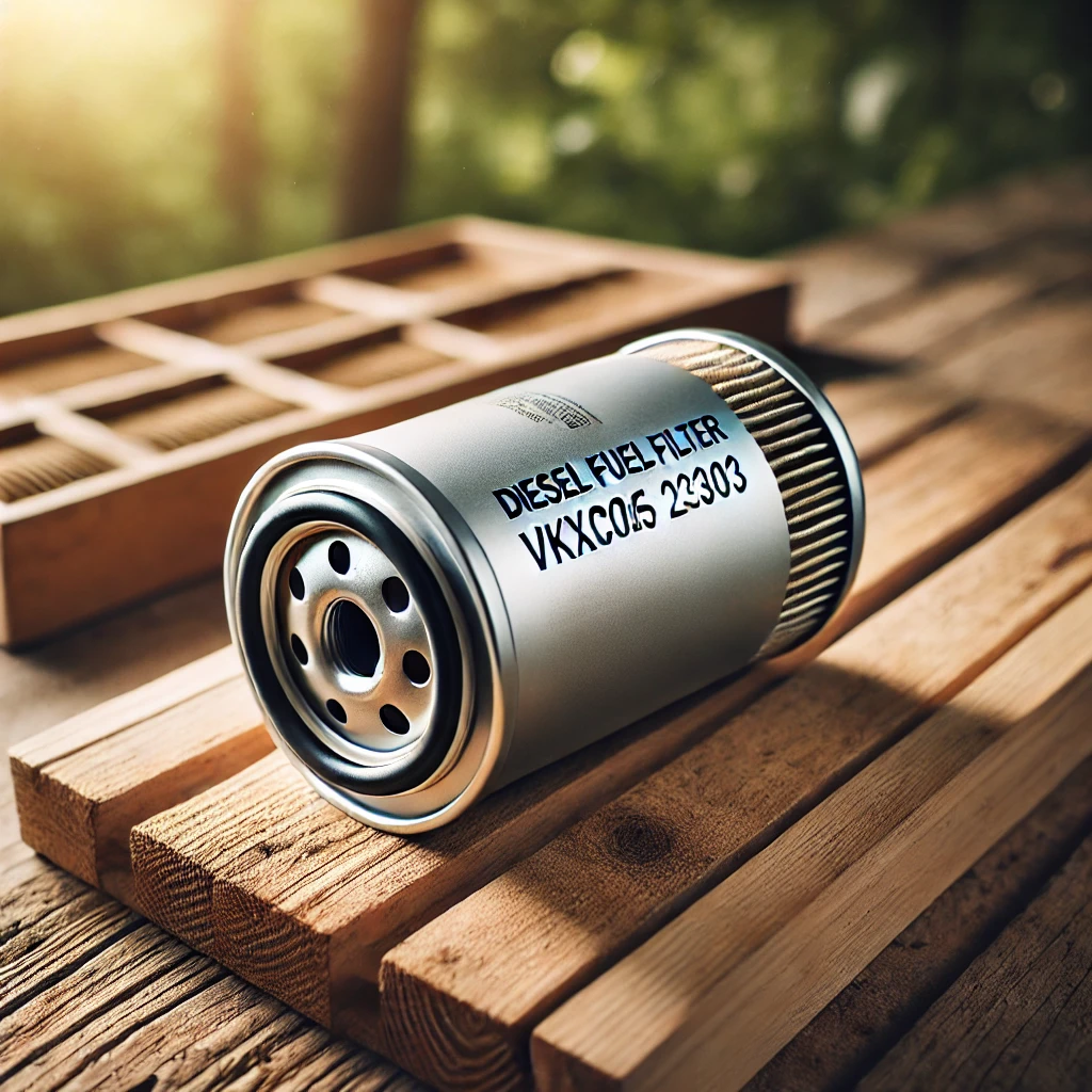 Fuel filter placed on outdoor workbench