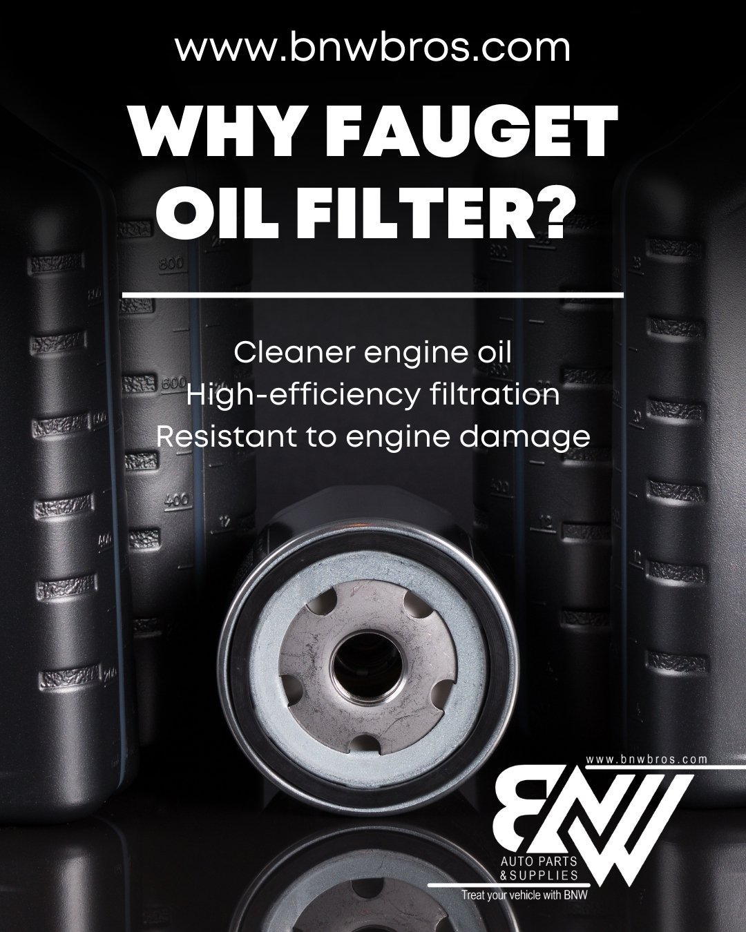Types of oil filters displayed